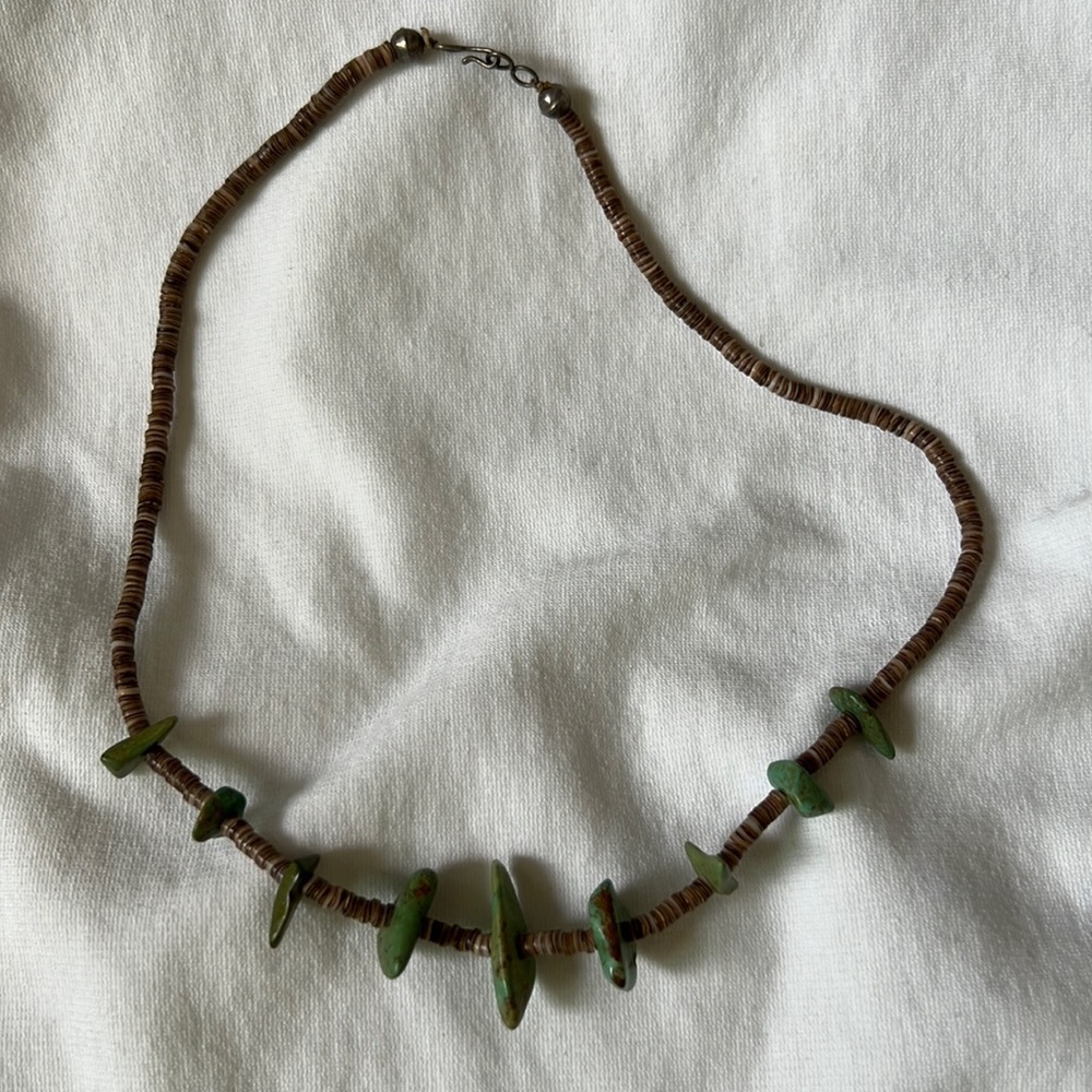 Shell & Green Rock Necklace